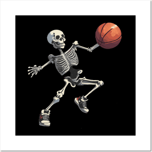 Skeleton Playing basketball - Just a Skeleton who love  basketball -DUNK Posters and Art